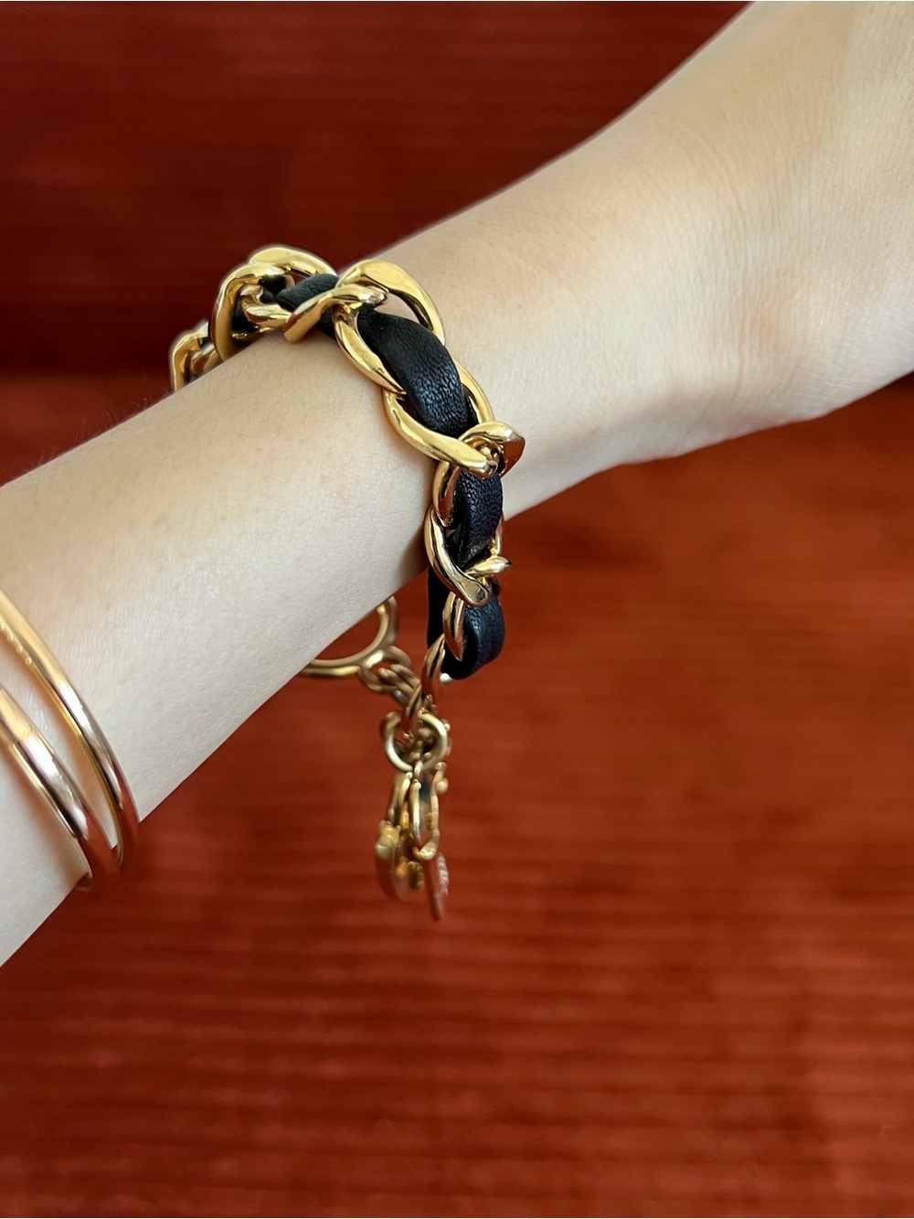Juicy Couture Vintage Y2K Leather & Gold Chain Charm Bracelet | Early 2000s
